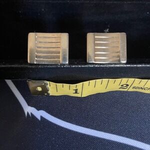 Swank Vintage Cufflinks Gold Tone‎ Rectangle Striped ribbed Classic Mens Jewelry